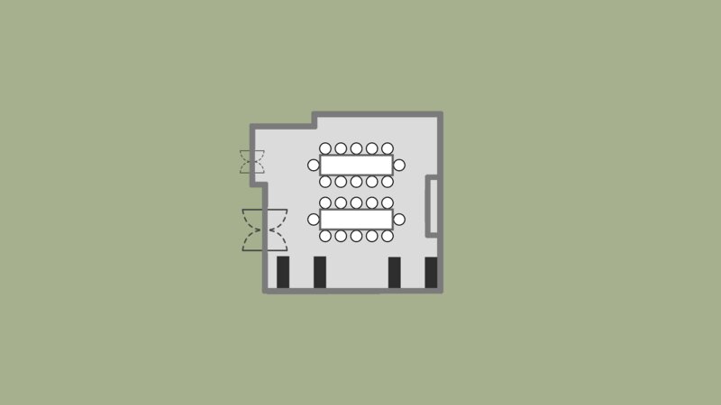 Log Cabin Room Floor Plan - set with 2 long tables