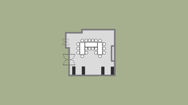 Log Cabin Room Floor Plan - set table set in a U shape